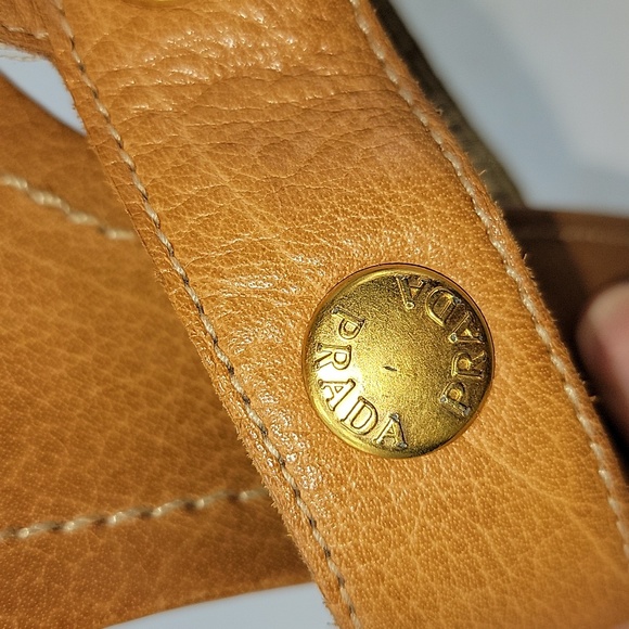 Prada Leather T-Strap Brown Women's Sandals - Picture 12 of 16